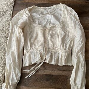 American Eagle Outfitters Ivory Button-Up Blouse